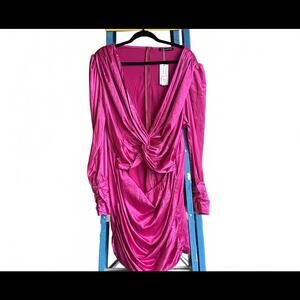 Stylish Pink Draped Dress by Simple Pro - Plus Size